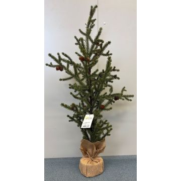 Künstliche Fichte m. Zapfen im Jutebeutel 77cm, grün-braun
