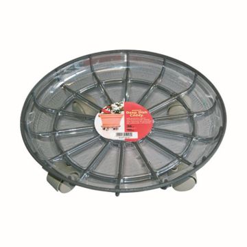 Runder Blumentopfuntersetzer DUNIK aus Kunststoff, outdoor, Rollen, grau, 10cm, Ø36cm