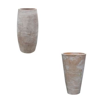 Terrakotta Pflanztopf KIANSELI, 60 Stück, patiniert, handmade, outdoor, Ø28-Ø47cm