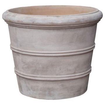 Blumentopf LORNIS aus Terrakotta, 24 Stück, Rillen, handmade, patiniert, outdoor, braun, Ø37-55cm