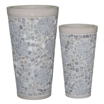 Keramik Blumentopf AMELIOS mit Mosaikmuster, 20 Stück, outdoor, grau, 37cm, 55cm/Ø30-Ø52cm Keramik Blumentopf AMELIOS mit Mosaikmuster, 20 Stück, outdoor, grau, 37cm, 55cm/Ø30-Ø52cm