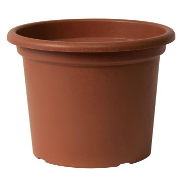 Runder Blumentopf VENERA aus recyceltem Kunststoff, mit Löchern, terracotta, 15cm, Ø20cm