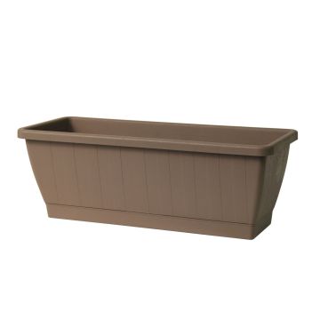 Pflanzkasten Balkon OPHIRA aus recyceltem Kunststoff, Wasserspeicher, Untersetzer, taupe, 79,5x19,5x17,5cm Pflanzkasten Balkon OPHIRA aus recyceltem Kunststoff, Wasserspeicher, Untersetzer, taupe, 79,5x19,5x17,5cm