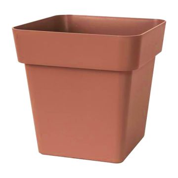 Eckiger Blumentopf VINAYA aus Kunststoff, mit Löchern, terracotta, 40x40x40cm Eckiger Blumentopf VINAYA aus Kunststoff, mit Löchern, terracotta, 40x40x40cm