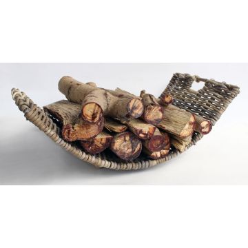 Rattanschale LUMIRA für Brennholz, braun-grau, 60x35x21cm Rattanschale LUMIRA für Brennholz, braun-grau, 60x35x21cm