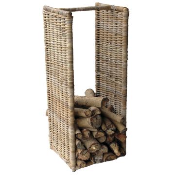 Rattankorb LUMIRA für Brennholz, braun-grau, 42x36x100cm Rattankorb LUMIRA für Brennholz, braun-grau, 42x36x100cm