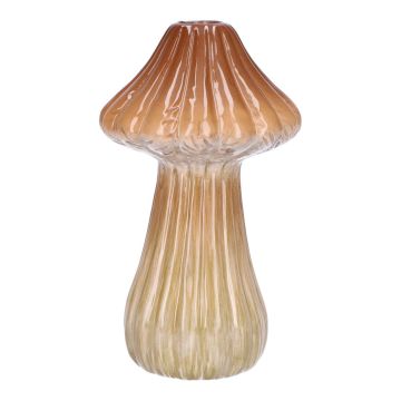 Blumenvase RATBURGA, Pilz Form, Keramik, Rillen, braun-beige, 16cm, Ø9cm