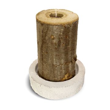 Outdoor Kerze MATTHILDA im Baumstamm, mit Einsatzkerze, Betonuntersetzer, 18cm, Ø12cm, 3h Outdoor Kerze MATTHILDA im Baumstamm, mit Einsatzkerze, Betonuntersetzer, 18cm, Ø12cm, 3h