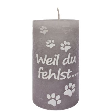 Tier Trauerkerze FREDERIC, Weil du fehlst..., Pfoten, betongrau-weiß, 13cm, Ø6,8cm - Made in Germany Tier Trauerkerze FREDERIC, Weil du fehlst..., Pfoten, betongrau-weiß, 13cm, Ø6,8cm - Made in Germany