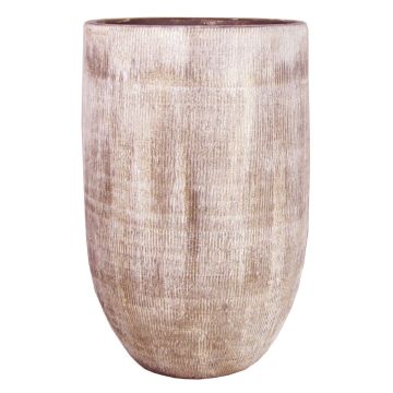 Blumen Vase aus Keramik KAMUNI, längsstreifen, braun, 40cm, Ø22cm
