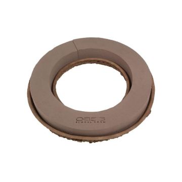 OASIS® Nasssteckmasse Kranz, NatureSource 20% biobasierte Rohstoffe, Biolit Altpapier Schale, braun, 5,5cm, Ø32cm