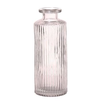 Glas Flasche Vase EMANUELA, Rillenmuster, klar, 13,2cm, Ø5,2cm Glas Flasche Vase EMANUELA, Rillenmuster, klar, 13,2cm, Ø5,2cm