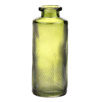 Glas Flasche Vase EMANUELA, Maserung, olivgrün-klar, 13,2cm, Ø5,2cm Glas Flasche Vase EMANUELA, Maserung, olivgrün-klar, 13,2cm, Ø5,2cm