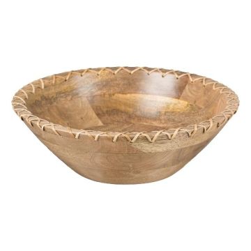 Schale MELOBU aus Mangoholz, mit Naht Dekor, natur, 8cm, Ø25cm