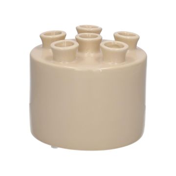 Dolomit Vase VIVIANNE mit 6 Öffnungen, sand, 10,5cm, Ø12cm Dolomit Vase VIVIANNE mit 6 Öffnungen, sand, 10,5cm, Ø12cm