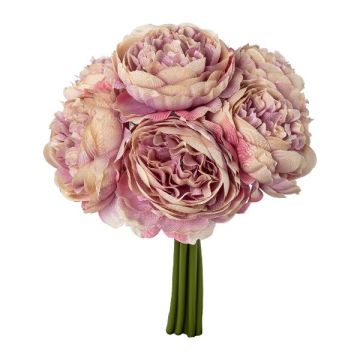 Kunstblumenstrauß Kohl-Rose MURZO, lila-creme, 23cm