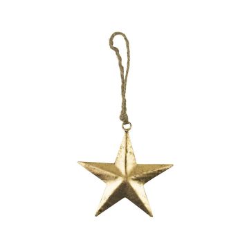Stern Hänger DORANA aus Metall, Aufhängeseil, gold, Ø12cm