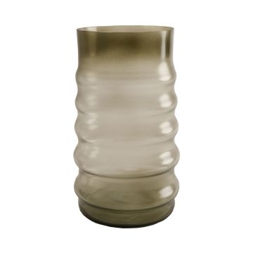 Blumenvase MAKKURO, Glas mit Rillen, waldgrün-klar, 23cm, Ø15cm