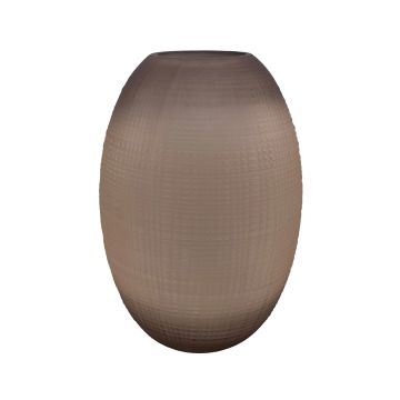 Dekovase FEDERIGO aus Glas, bauchig, Karomuster, rosa-klar, 34,5cm, Ø23,5cm