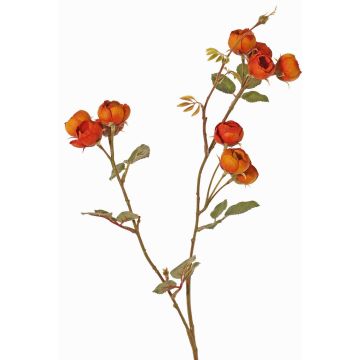 Künstlicher Kohl-Rosen Zweig LORRAINE, Eco Collection, orange-gelb, 60cm, Ø3cm