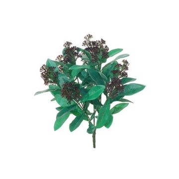 Dekoblume Skimmie SAFRA mit Blüten, Steckstab, burgunderrot, 40cm