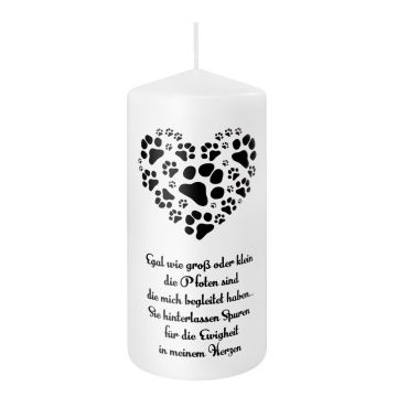 Tier Trauerlicht MIRIJA mit Spruch, Herz aus Pfoten, weiß, 15cm, Ø6,8cm, 63h - Made in Germany Tier Trauerlicht MIRIJA mit Spruch, Herz aus Pfoten, weiß, 15cm, Ø6,8cm, 63h - Made in Germany