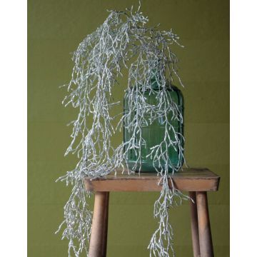 Kunst Tillandsia Usneoides NEAL auf Steckstab, Glitzer, silber, 90cm