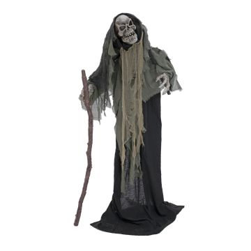 Halloween Dekoration Skelett WILBERT, Umhang, Stock, Bewegungs- Soundfunktion, LEDs, 160cm Halloween Dekoration Skelett WILBERT, Umhang, Stock, Bewegungs- Soundfunktion, LEDs, 160cm
