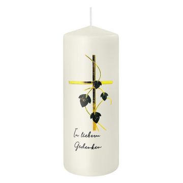 Trauerkerze RANDOLPH, In liebem Gedenken, verziert, elfenbein-gold-schwarz, 20cm, Ø7,8cm - Made in Germany Trauerkerze RANDOLPH, In liebem Gedenken, verziert, elfenbein-gold-schwarz, 20cm, Ø7,8cm - Made in Germany