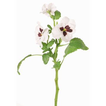 Dekozweig Stiefmütterchen SIANIE, weiß-burgunderrot, 35cm, Ø5-6,5cm