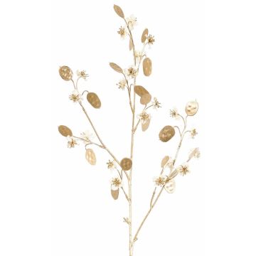 Satin Lunaria Zweig künstlich PINDUS mit Blüten, weiß-gold, 85cm Satin Lunaria Zweig künstlich PINDUS mit Blüten, weiß-gold, 85cm