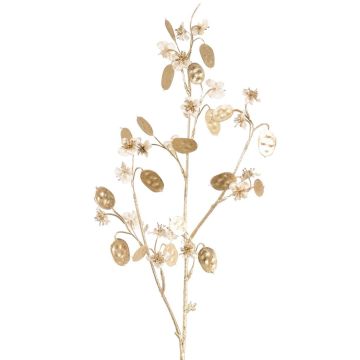 Satin Lunaria Zweig künstlich PINDUS mit Blüten, creme-gold, 85cm Satin Lunaria Zweig künstlich PINDUS mit Blüten, creme-gold, 85cm