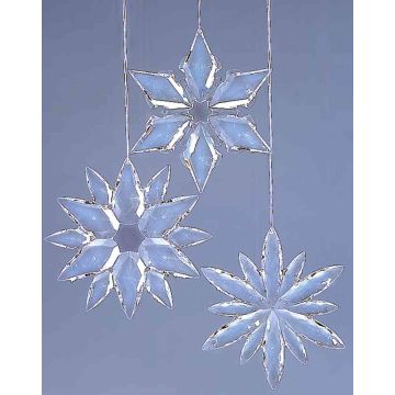 Acryl Anhänger Schneeflocke WOLFGANG, 3 Stück, transparent, Ø11-12cm