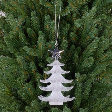 Tannenbaum Hänger RION mit Stern, Acryl, Glitzer, weiß-silber, 12cm, Ø9cm Tannenbaum Hänger RION mit Stern, Acryl, Glitzer, weiß-silber, 12cm, Ø9cm