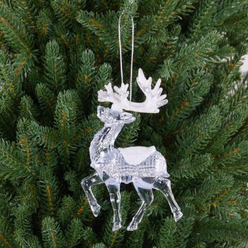 Weihnachtsdeko Hirsch MATTHIS, Acryl, Glitzer, transparent-silber-weiß, 9x2x12cm Weihnachtsdeko Hirsch MATTHIS, Acryl, Glitzer, transparent-silber-weiß, 9x2x12cm