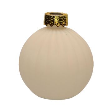 Glas Dekoflasche Weihnachtskugel ZIMA mit Rillen, beige-matt, 10,5cm, Ø9,8cm
