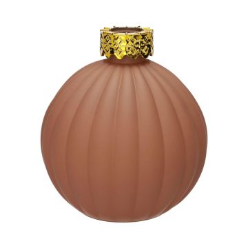 Glas Dekoflasche Weihnachtskugel ZIMA mit Rillen, mocha-matt, 10,5cm, Ø9,8cm