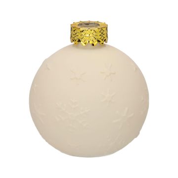 Glas Dekoflasche Weihnachtskugel ZIMA mit Schneeflocken, beige-matt, 10,5cm, Ø9,8cm Glas Dekoflasche Weihnachtskugel ZIMA mit Schneeflocken, beige-matt, 10,5cm, Ø9,8cm