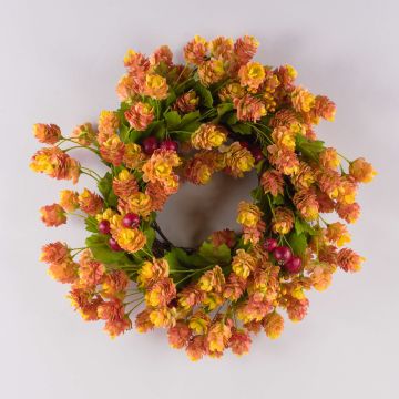 Künstlicher Hopfenkranz MABILA mit Ilexbeeren, orange, Ø40cm Künstlicher Hopfenkranz MABILA mit Ilexbeeren, orange, Ø40cm