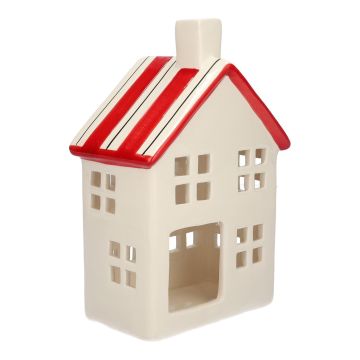 Deko Lichthaus HOSY, Keramik, weiß-rot, 12,5x8x18,8cm Deko Lichthaus HOSY, Keramik, weiß-rot, 12,5x8x18,8cm