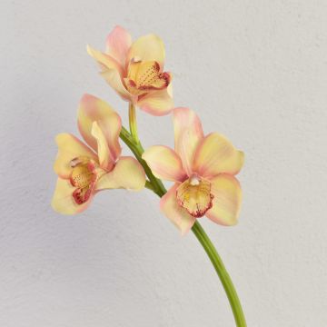 Kunstblume Zweig Cymbidium Orchidee SERAPHINA, gelb-rosa, 45cm, Ø10-13cm