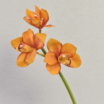 Kunstblume Zweig Cymbidium Orchidee SERAPHINA, orange-gelb, 45cm, Ø10-13cm