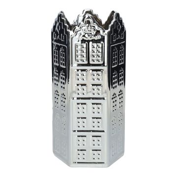 Tischvase Dekohaus CASITA aus Dolomit, silber, 12,5x11,2x25,2cm