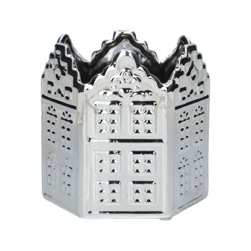 Übertopf Dekohaus CASITA aus Dolomit, silber, 11,7x10,5x11,3cm Übertopf Dekohaus CASITA aus Dolomit, silber, 11,7x10,5x11,3cm