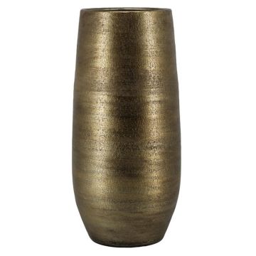 Große Keramikvase VINKAS mit Maserung, gold, 70cm, Ø32cm Große Keramikvase VINKAS mit Maserung, gold, 70cm, Ø32cm