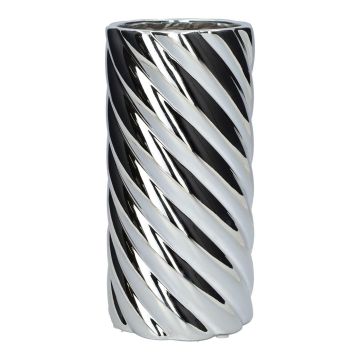 Tischvase WIRLSON aus Dolomit, gedreht, silber-metallic, 19,1cm, Ø9,5cm
