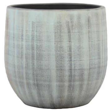 Übertopf DELTA mit Rillen, Keramik, hellblau-grau, 30cm, Ø32cm Übertopf DELTA mit Rillen, Keramik, hellblau-grau, 30cm, Ø32cm