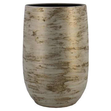 Keramik Pflanzvase RODYN mit Rillen, Farbverlauf, weiß-gold, 50cm, Ø32cm Keramik Pflanzvase RODYN mit Rillen, Farbverlauf, weiß-gold, 50cm, Ø32cm