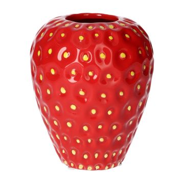 Bauchige Keramikvase Erdbeere ESBERA, Einkerbungen, rot-gelb, 14cm, Ø11,6cm Bauchige Keramikvase Erdbeere ESBERA, Einkerbungen, rot-gelb, 14cm, Ø11,6cm