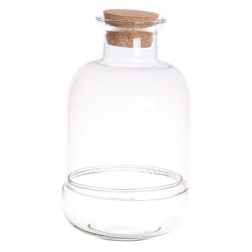 Glas Terrarium CORBINIAN mit Korkdeckel, recycelt, klar, 25cm, Ø14cm